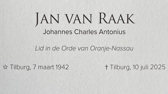 In Memoriam: Jan van Raak