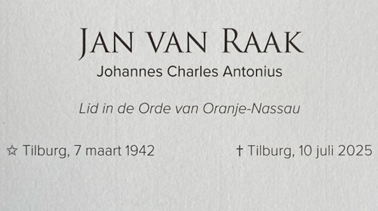 In Memoriam: Jan van Raak